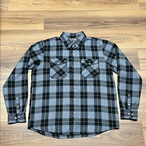 Dixxon V-Twin Visionary Flannel Long Sleeve Button Down Blue/Black Plaid - XLT